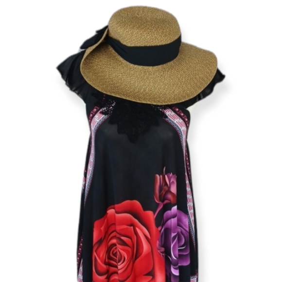 Handkerchief Dress Size L Black Floral deco - Picture 7 of 8